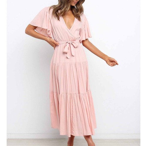 De Las Mujeres Moda Casual, Color Sólido, Cuello En V,