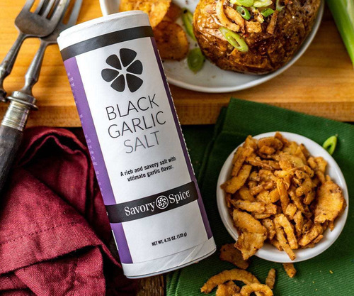 Sal De Ajo Negro Con Especias Saladas - Condimento De Ajo Ne