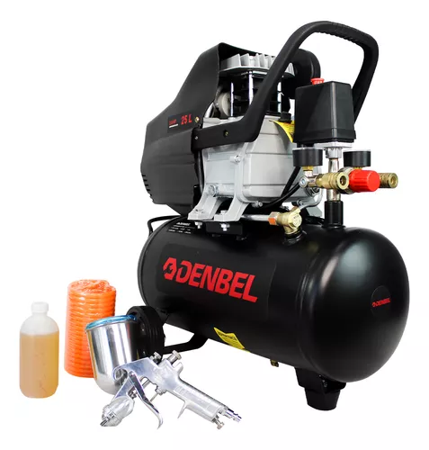 comprar Compresor De Aire Eléctrico 2.5 HP Con Pistola De Gravedad 110v Tanque 25L Doble Salida de Aire Color Negro