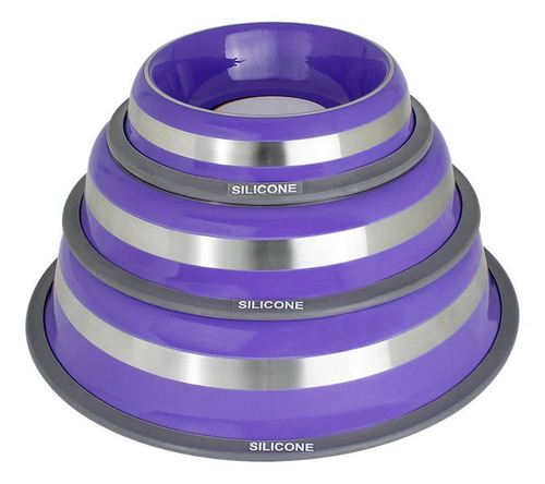 Imagem 2 de 2 de Comedouro Inox Com Anel Silicone Prestige Roxo G 950ml