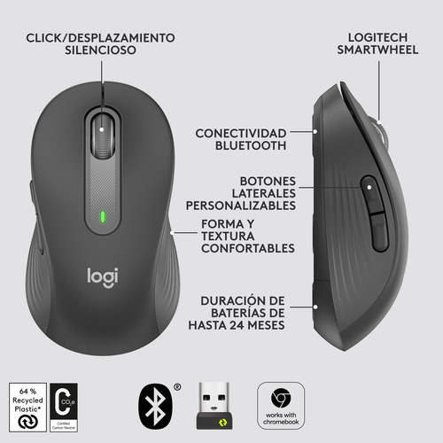 Mouse Inalambrico Logitech Signature M650 Medium Grafito