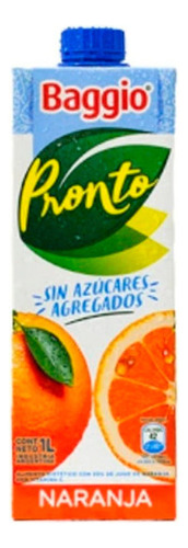 Juego Baggio Pronto Sin Azucar Sabor Naranja Pack 8 Unidades