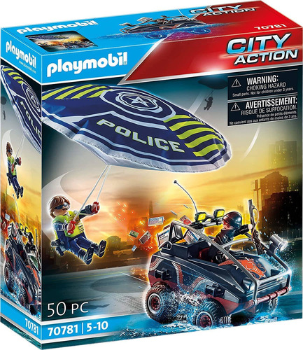 Playmobil Policía Paracaídas Persecución De Vehículo 70781