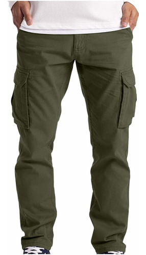 Pantalon Cargo Ajuste Regular Para Hombre Comodo Elastico