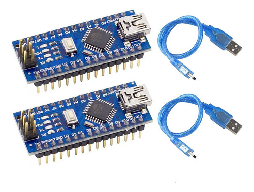 2 Piezas Nano Placa Compatible Con Ide Arduino + Cable Usb