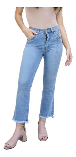 Jeans Crop Celeste Clasico Elastizado- Ultimos!