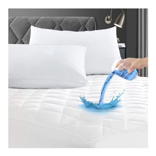 Imagen 2 de 4 de Cubrecolchon Impermeable 2 Plazas + Fundas