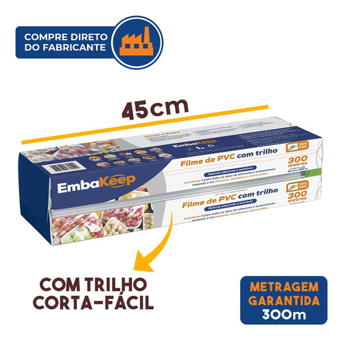 Imagem 2 de 5 de Filme Pvc Plástico Esticável C/ Trilho Cortador, 45cm X 300m