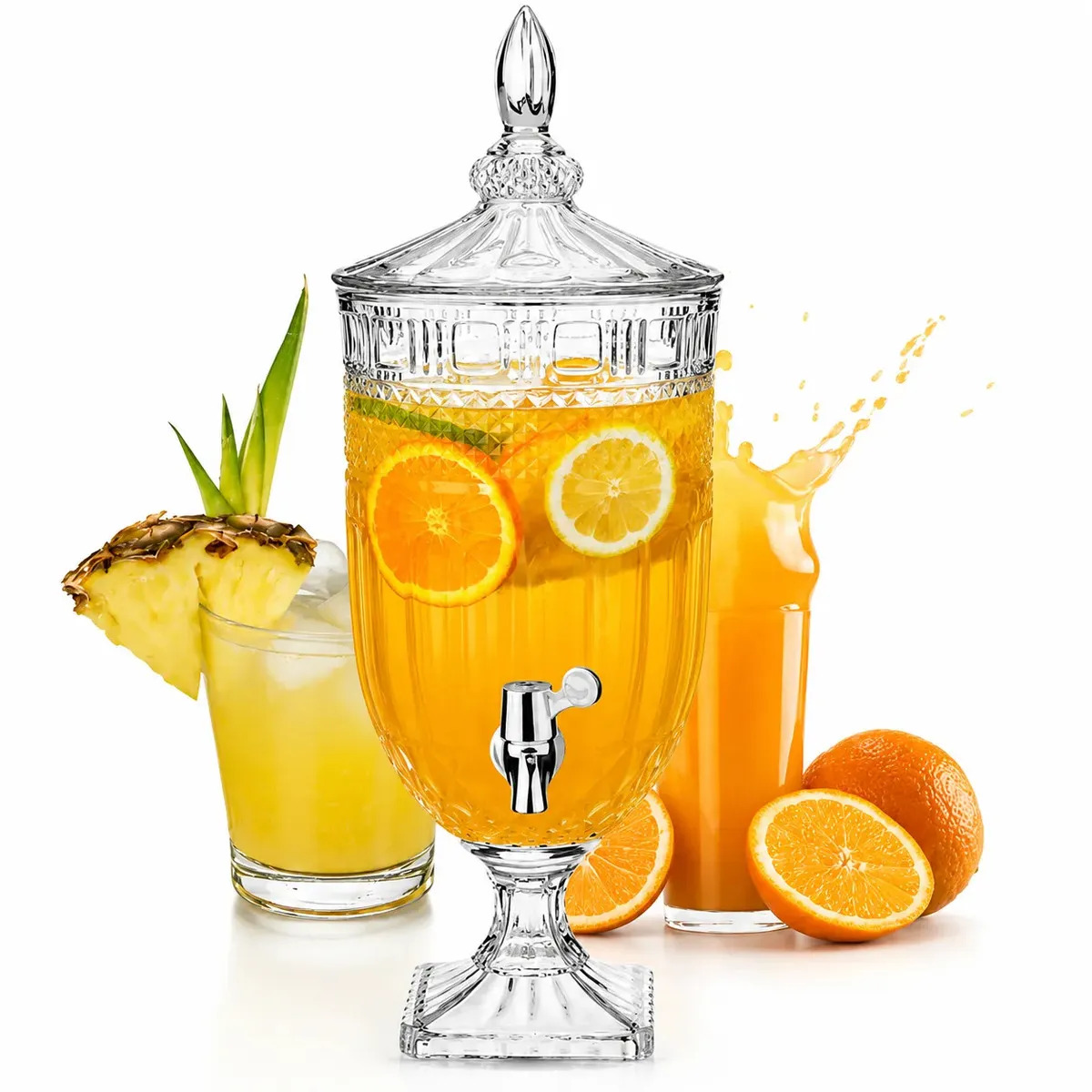 Suqueira De Vidro Com Torneira Jarra Para Água Saborizada Cristaleira Suco Filtro 5 Litros