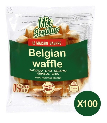 Imagen 1 de 7 de Waffle Belga Integral X 65gr  Pack X100un - Dulce 1° Calidad
