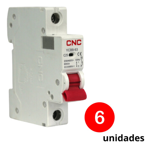 Pack - 6 Int. Automatico Cnc 1x25a 6ka C
