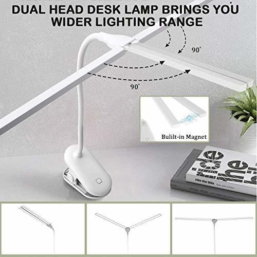 Lámpara De Escritorio De Doble Cabeza, 48 Cuentas Led Clip L