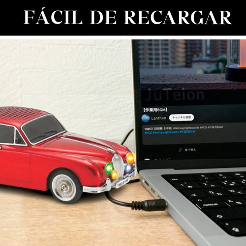 Parlante Portatil Auto Retro Clasico Bluetooth Mp3 Usb Fm Gris