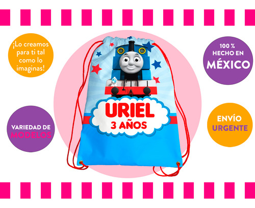 Recuerdo Morralito Bolo Fiesta Thomas Tren Personalizado 15u