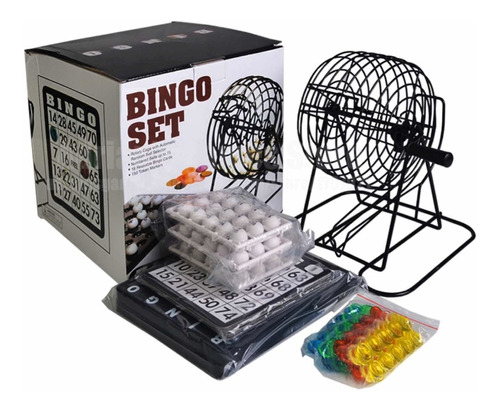 Juego Familiar Bingo Set Balotera 18 Tablas Cartón 