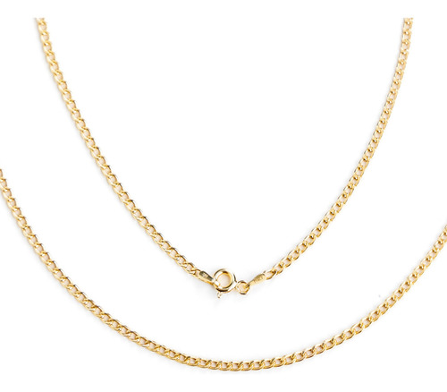 Cadena Italiana De 10k, Estilo Cubana, Calibre 2mm, De 50cm Color Dorado
