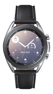 Samsung Galaxy Watch3 1.2" caja 41mm de acero inoxidable mystic silver, malla negra de cuero y bisel mystic silver SM-R850