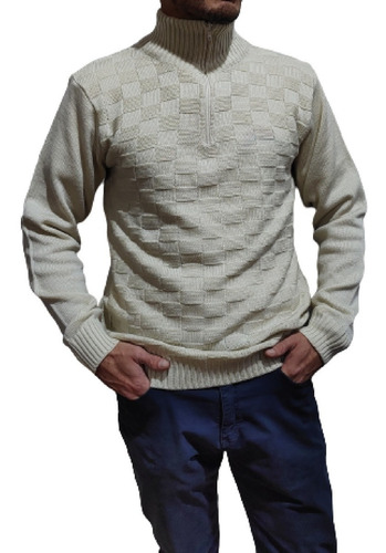 Sweater Tipo Polera Medio Cierre Hombre 