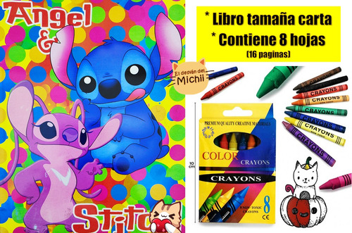 20 Libro Para Colorear Stiich + 20 Cajitas Crayones (8) :)