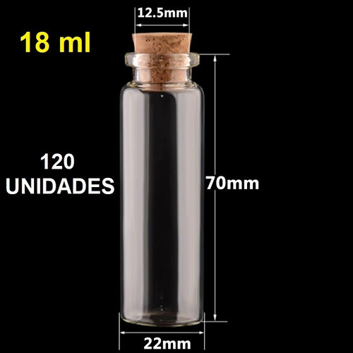 120 Mini Frasco Botella Vidrio Corcho 2,2x7 Cm 18ml Funsmart