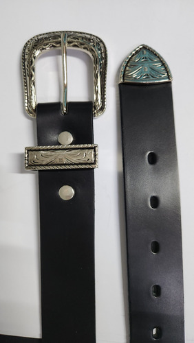 Cinturon Vintage De Piel Negro 34