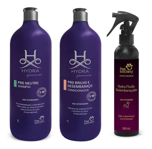 Kit Banho E Tosa Hydra Sh Neutro 1l+cond 1l+fluido Desemb