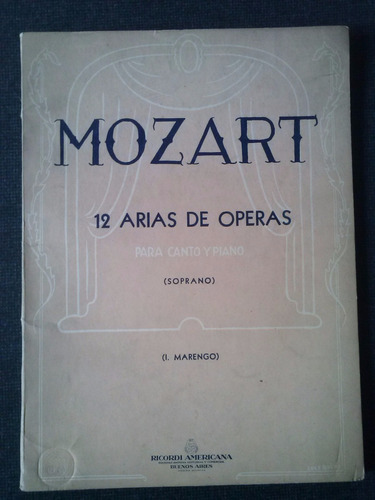 Mozart 12 Arias De Operas Para Piano Y Canto Marengo
