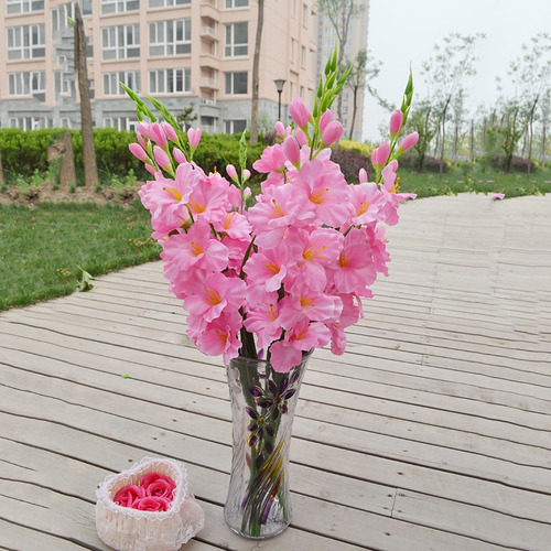 3 Ramo De Flores Y Plantas Artificiales De Gladiolo
