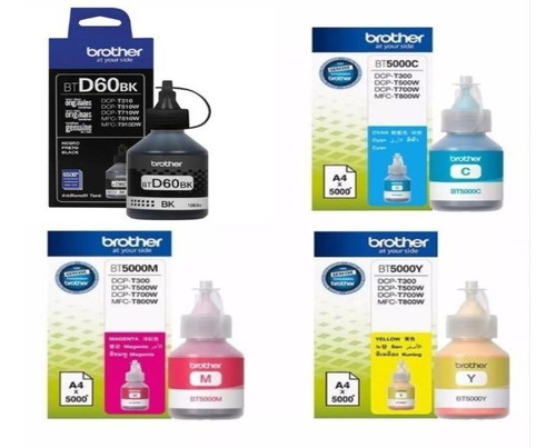 Imagen 2 de 3 de Tinta Brother Btd60bk Bt5001 Imp T510 T710 Combo Orig