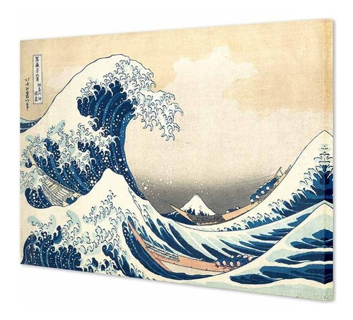 Cuadro Canvas La Gran Ola De Kanagawa Hokusai 25x38 M Y C