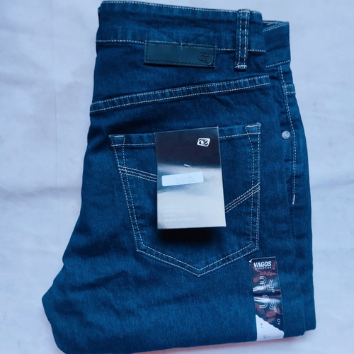 Jeans Stretch Talla 34 Caballero Azul Marca Vagos Slim Fit
