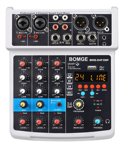 Bomge Interfaz Mezclador De Sonido 4 Canales Mp3 Usb Ews