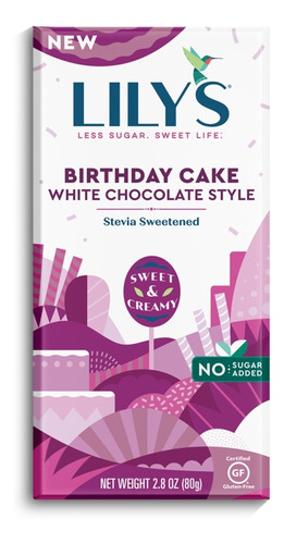Lily´s Chocolate Blanco Birthday Cake Con Stevia 80g