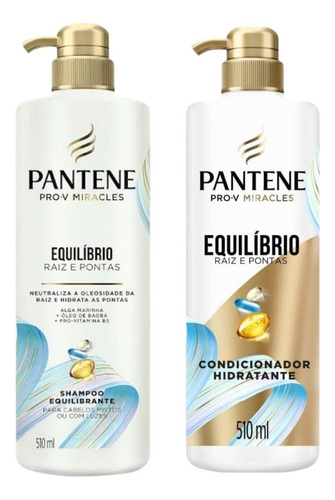Shampoo Pantene Kit Pantene Equilíbrio raiz e pontas para cabelos com luzes ou mistos shampoo e condicionador Kit en dosador de 1020mL