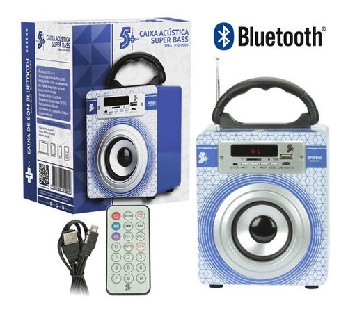 Caixa Som Spk6 Super Bass 5w Bluetooth Bateria Usb Cartão Fm