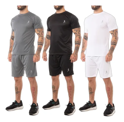 Kit 3 Bermudas + 3 Camisetas Dry Fit