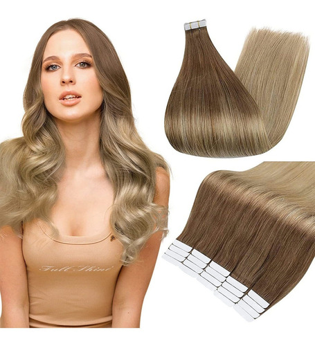 Extensiones Naturales Cabello 50gramos 18in Marrón Desvaneci