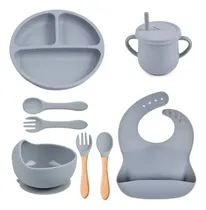 Comprar Set Alimentación Bebé Vajilla Silicona Comida Bpa Free Clic