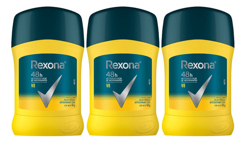 Rexona V8 En Barra Antitranspirante Kitx3