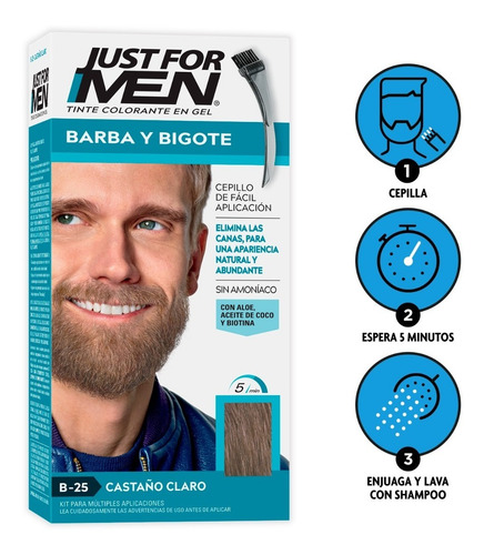 Tinte Just For Men Barba Y Bigote 3 Pack Tono Castaño claro