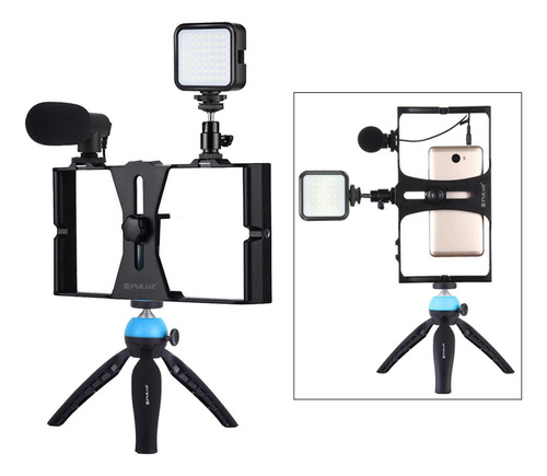Para Teléfono Video Rig Kit Selfie Micrófono Película Que