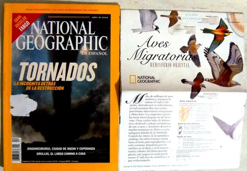 Aves Migratorias Mapa Nat Geo Lamina Color Pajaros Mundo (Usado)