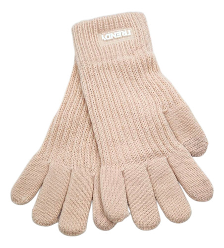 Guantes Touch Táctil Mágico Tejido Lana Trendy Dama Invierno Caqui Liso
