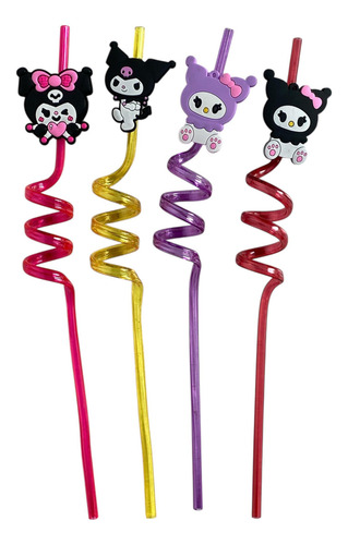 Pajitas Sorbetes Bombillas De Labubu Capibara Stitch X8 Uni Kuromi