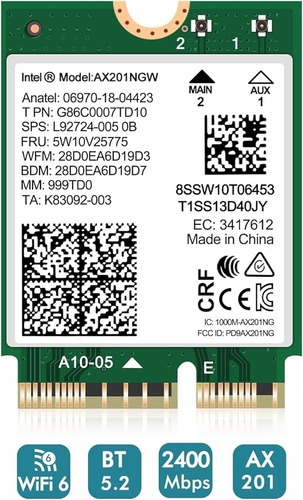 Modulo Intel Ax201ngw Wlan M.2 Card Wifi 6 Y Bluetooth 