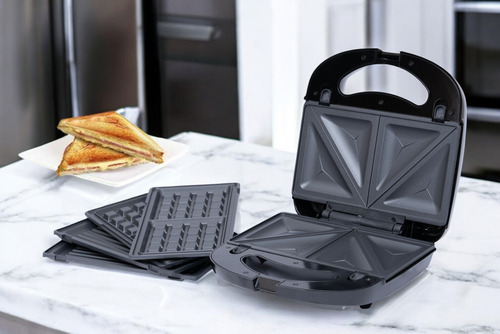 Sandwichera Waflera Tostadora 3 En 1 Hytoshy 750w Plateado