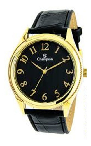 Relógio Masculino Champion Dourado Pulseira Couro Ch22788p