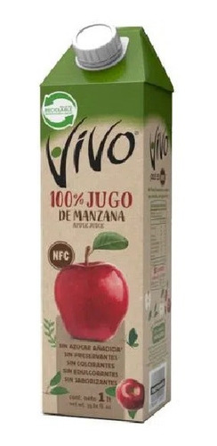 Jugo Vivo 100% Fruta,manzano O Pero 1 L (3 Unidades)-super 