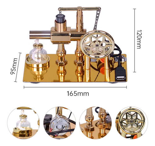 Motor Stirling, Modelo Geneor, Con Bombilla Led, Kit Científ