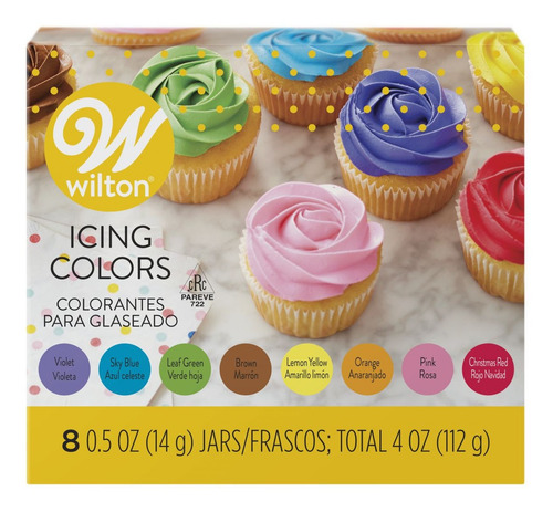 Set X 8 Colorantes En Gel Wilton Colores Surtidos